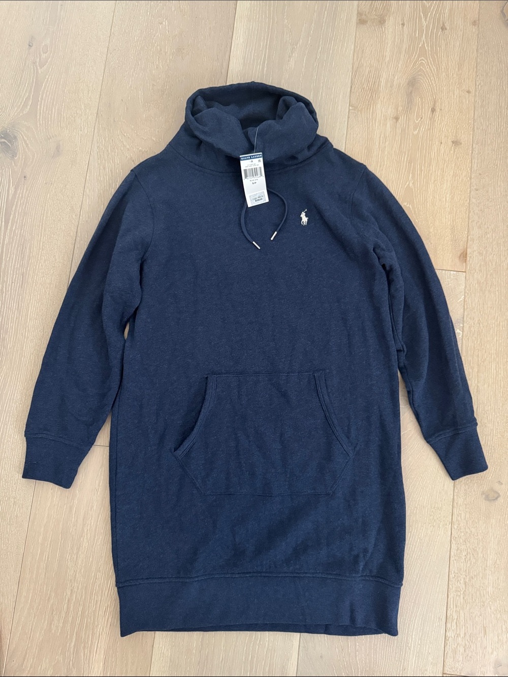 Polo by Ralph Lauren Navy Funnel-Neck Hoodie Sweatshirt Dress
